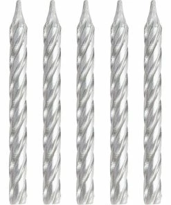 Creative Converting Silver Spiral Candles, 24 Ct
