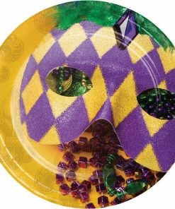 Creative Converting Masks Of Mardi Gras Dessert Plates, 8 Ct