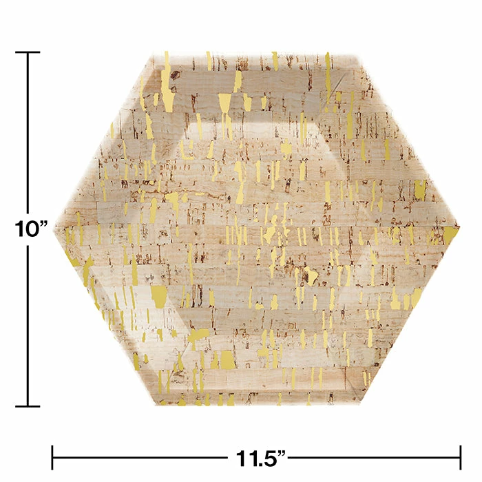 Creative Converting Cork Banquet Plate, 10" Hexagon, Cork, 8 Ct