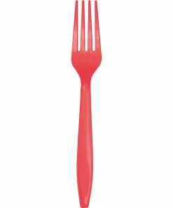 Creative Converting Coral Plastic Forks, 24 Ct Solid Color Tableware
