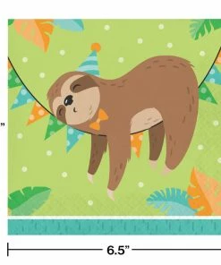 Creative Converting Kids Birthday Party Themes Sloth Party Napkins, Pack Of 16