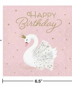 Creative Converting Kids Birthday Party Themes Stylish Swan Happy Birthday Napkins, Pack Of 16