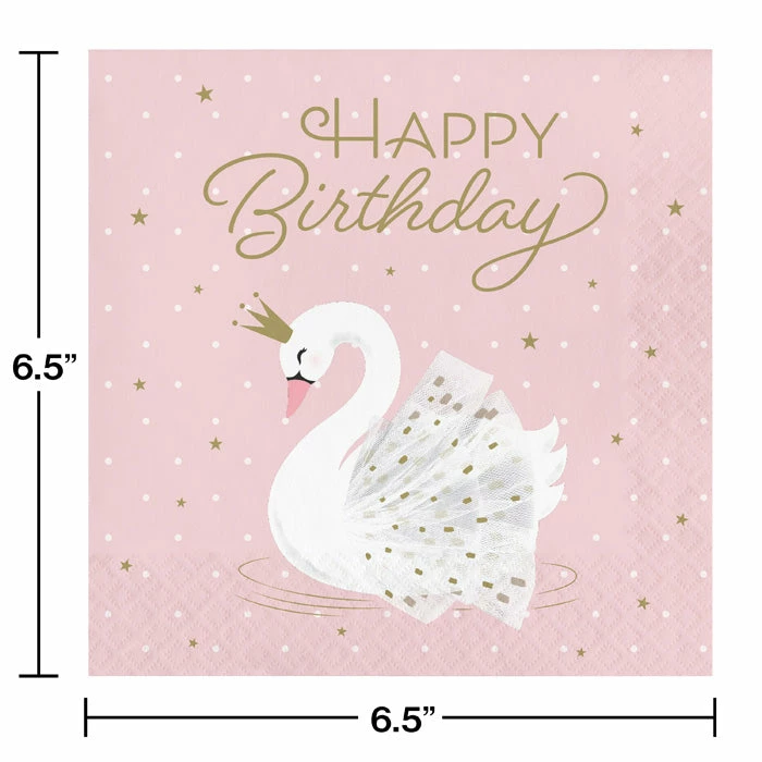 Creative Converting Kids Birthday Party Themes Stylish Swan Happy Birthday Napkins, Pack Of 16