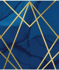 Creative Converting Navy Blue And Gold Foil Napkins, Pack Of 16