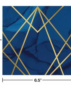 Creative Converting Navy Blue And Gold Foil Napkins, Pack Of 16