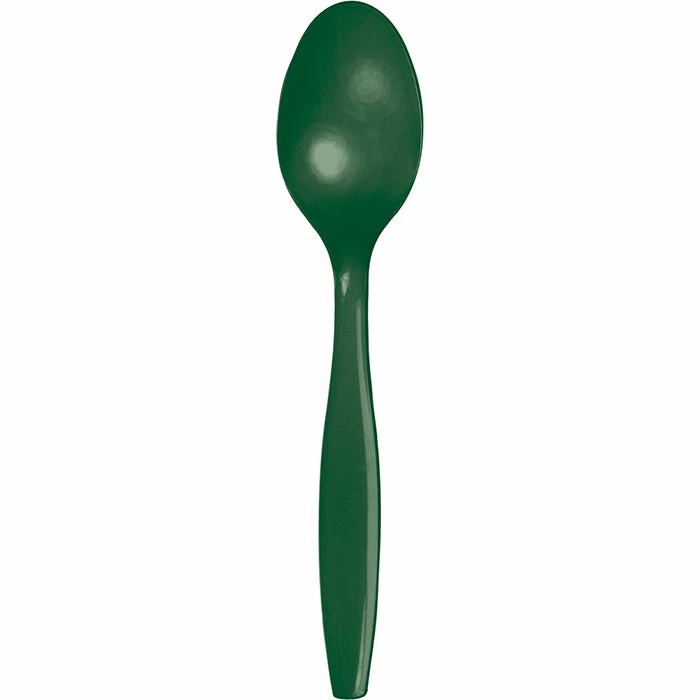 Creative Converting Solid Color Tableware Hunter Green Plastic Spoons, 24 Ct