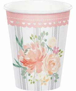 Creative Converting Farmhouse Floral Hot/Cold Paper Cups 9 Oz., 8 Ct