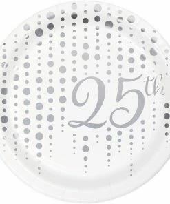 Creative Converting Anniversary Decorations Sparkle And Shine Silver Dessert Plates, 8 Ct