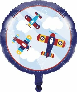 Creative Converting Kids Birthday Party Themes Lil' Flyer Airplane Metallic Balloon 18"