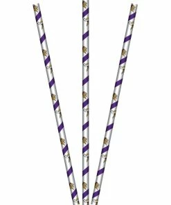 Creative Converting NFL And Football Party Supplies Minnesota Vikings Paper Straws, 24 Ct