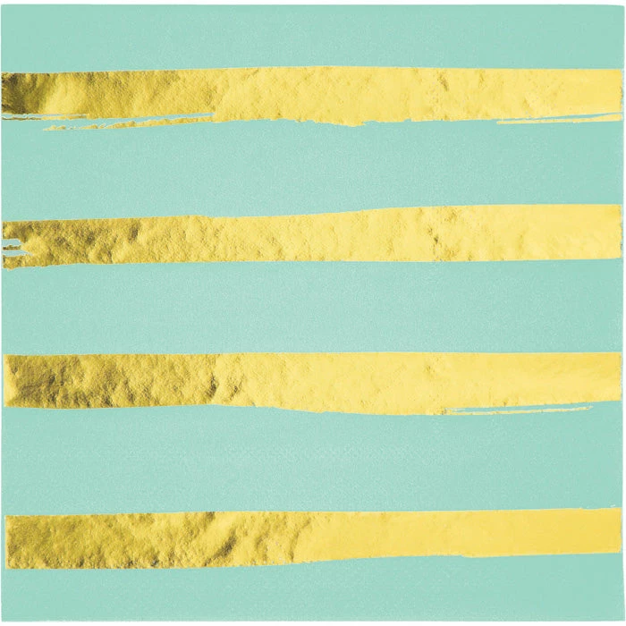Creative Converting Solid Color Tableware Toc Fresh Mint Foil Luncheon Napkin 3Ply, Foil Stamp, 16 Ct