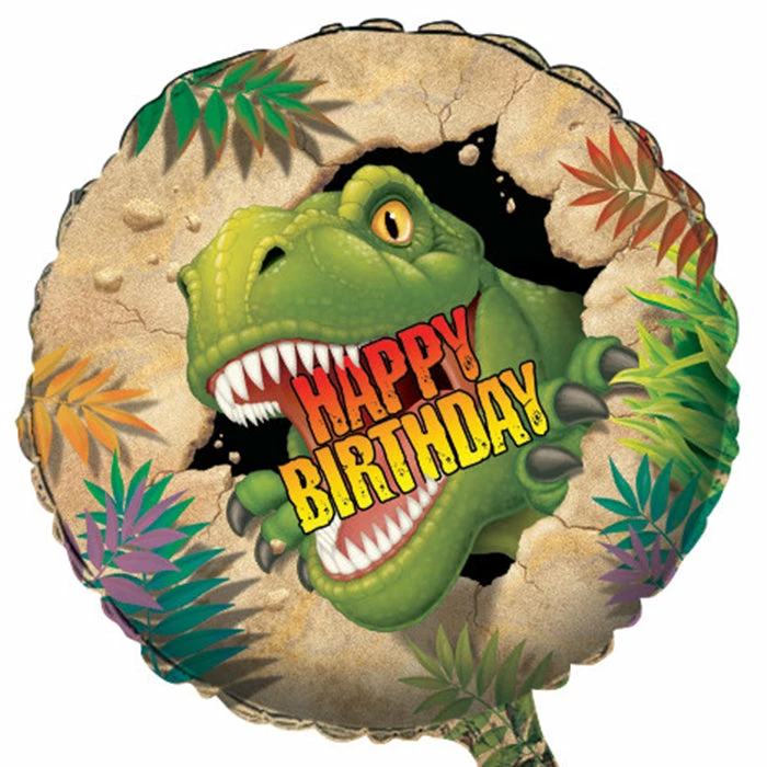 Creative Converting Kids Birthday Party Themes Dino Blast Metallic Balloon 18", Happy Bday