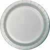 Creative Converting Solid Color Tableware Shimmering Silver Paper Plates, 8 Ct