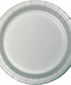 Creative Converting Solid Color Tableware Shimmering Silver Paper Plates, 8 Ct