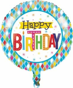 Creative Converting Bright Birthday Metallic Balloon 18" Kids Birthday Party Themes