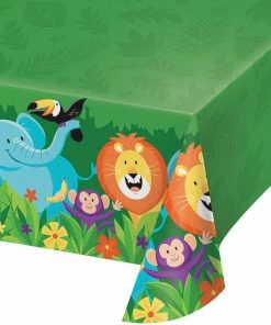 Creative Converting Jungle Safari Plastic Tablecover All Over Print, 54" X 102" Kids Birthday Party Themes