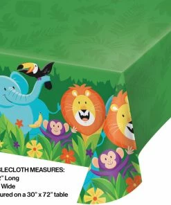 Creative Converting Jungle Safari Plastic Tablecover All Over Print, 54" X 102" Kids Birthday Party Themes