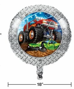 Creative Converting Monster Truck Rally Metallic Balloon 18" Kids Birthday Party Themes