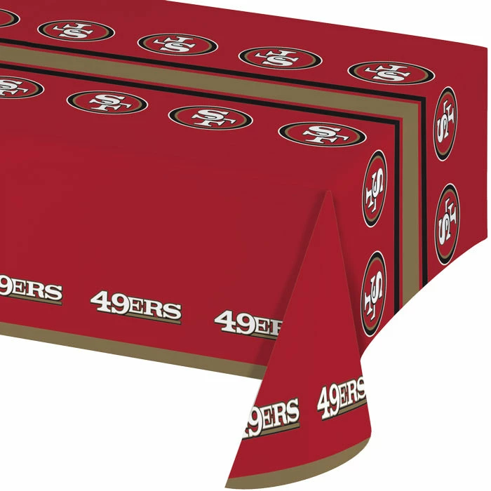 Creative Converting San Francisco 49Ers Plastic Table Cover, 54" X 102" NFL And Football Party Supplies