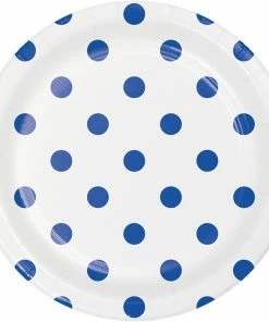 Creative Converting Dots & Stripes Cobalt Dessert Plates, 8 Ct Themed Tableware