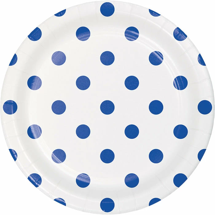 Creative Converting Dots & Stripes Cobalt Dessert Plates, 8 Ct Themed Tableware