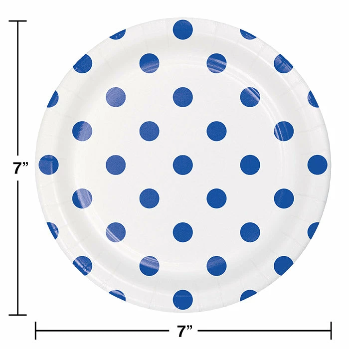 Creative Converting Dots & Stripes Cobalt Dessert Plates, 8 Ct Themed Tableware