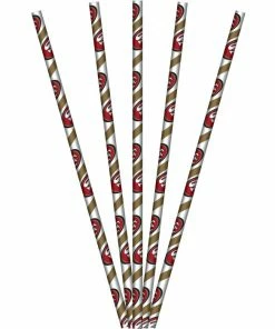 Creative Converting San Francisco 49Ers Paper Straws, 24 Ct NFL And Football Party Supplies