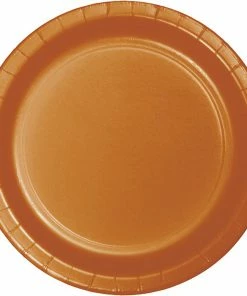Creative Converting Pumpkin Spice Orange Paper Plates, 24 Ct Solid Color Tableware