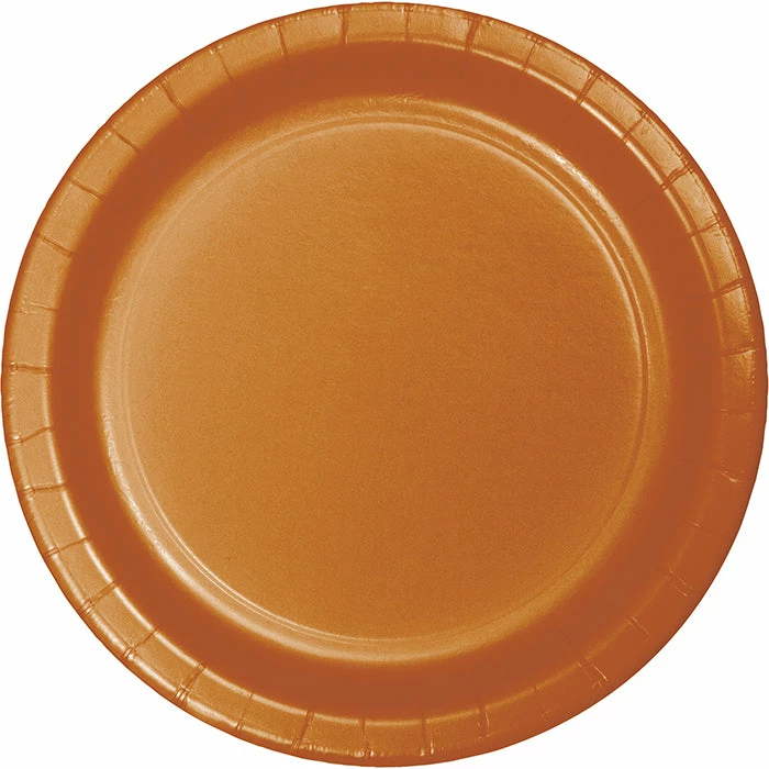 Creative Converting Pumpkin Spice Orange Paper Plates, 24 Ct Solid Color Tableware