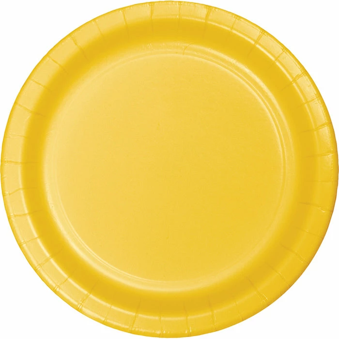 Creative Converting School Bus Yellow Paper Plates, 8 Ct Solid Color Tableware