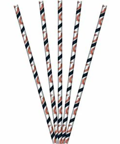 Creative Converting Chicago Bears Paper Straws, 24 Ct NFL And Football Party Supplies