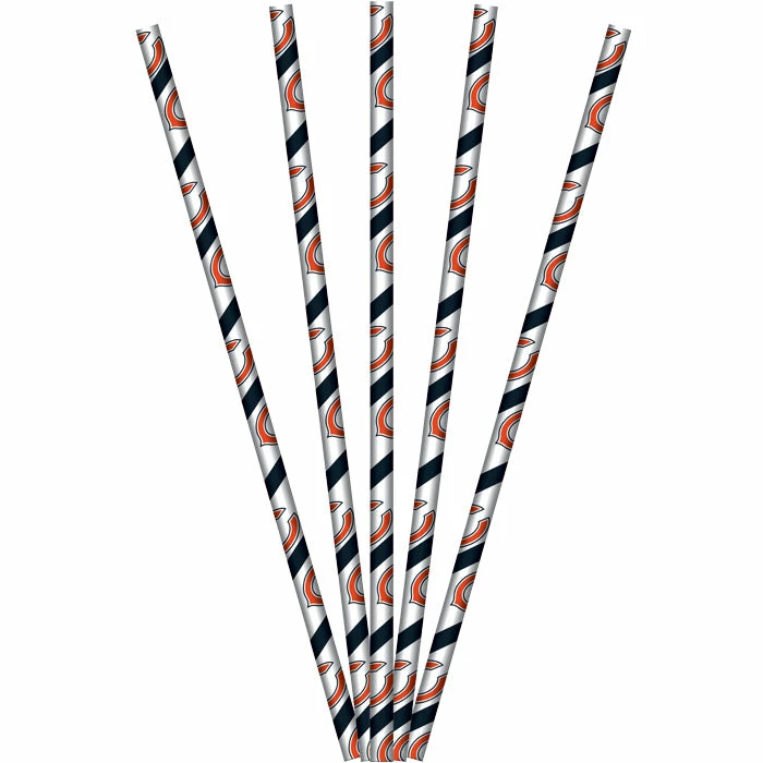 Creative Converting Chicago Bears Paper Straws, 24 Ct NFL And Football Party Supplies