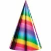 Creative Converting Kids Birthday Party Themes Rainbow Foil Party Hats, 8 Ct