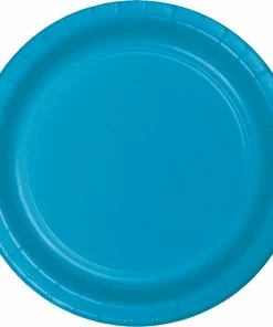Creative Converting Solid Color Tableware Turquoise Blue Paper Plates, 24 Ct