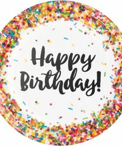 Creative Converting Confetti Sprinkles Paper Plates, 8 Ct Kids Birthday Party Themes