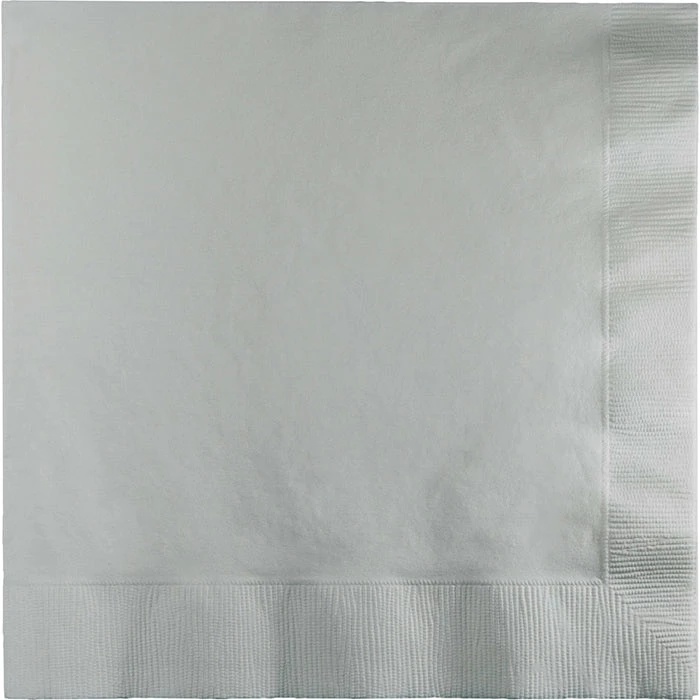 Creative Converting Shimmering Silver Dinner Napkins 3Ply 1/4Fld, 25 Ct Solid Color Tableware