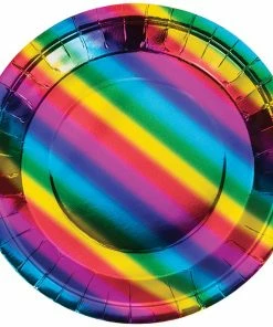 Creative Converting Rainbow Foil Paper Plates, 8 Ct