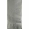 Creative Converting Shimmering Silver Dinner Napkins 2Ply 1/8Fld, 50 Ct
