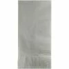 Creative Converting Shimmering Silver Dinner Napkins 2Ply 1/8Fld, 100 Ct