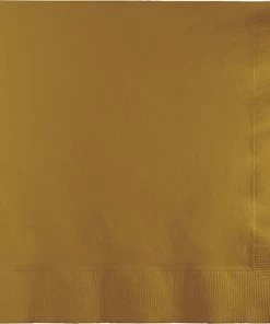 Creative Converting Glittering Gold Dinner Napkins 3Ply 1/4Fld, 25 Ct Solid Color Tableware