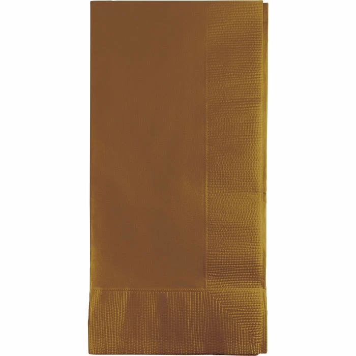 Creative Converting Solid Color Tableware Glittering Gold Dinner Napkins 2Ply 1/8Fld, 50 Ct