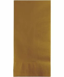 Creative Converting Solid Color Tableware Glittering Gold Dinner Napkins 2Ply 1/8Fld, 100 Ct