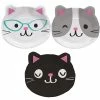 Creative Converting Purr-Fect Party Shaped Plate 9" Assorted Kittens, 8 Ct