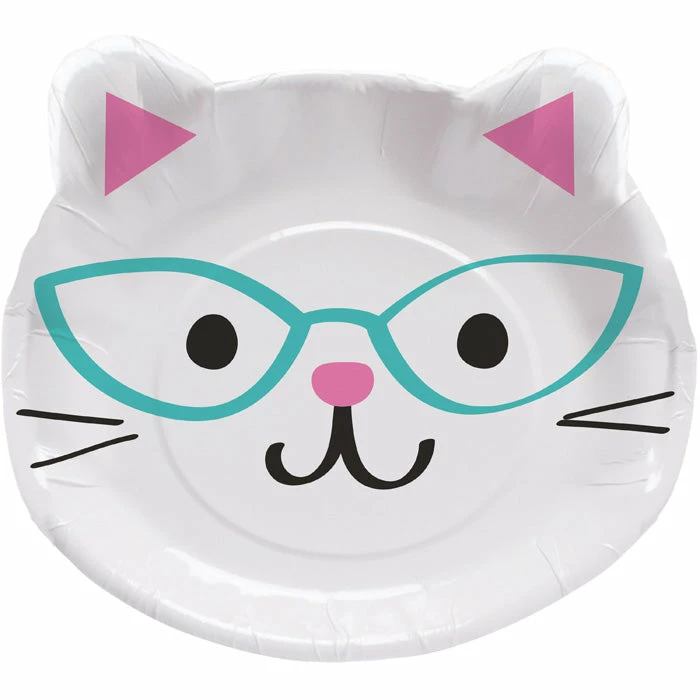 Creative Converting Purr-Fect Party Shaped Plate 9" Assorted Kittens, 8 Ct