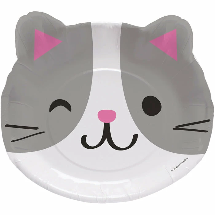 Creative Converting Purr-Fect Party Shaped Plate 9" Assorted Kittens, 8 Ct
