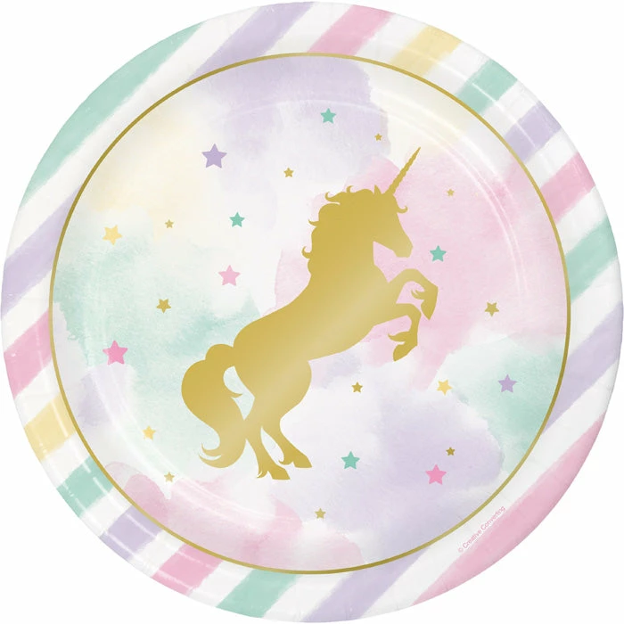 Creative Converting Kids Birthday Party Themes Sparkle Unicorn Paper Plates, 8 Ct