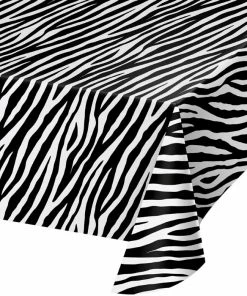 Creative Converting Zebra Print Plastic Table Cover, 54" X 108" Themed Tableware