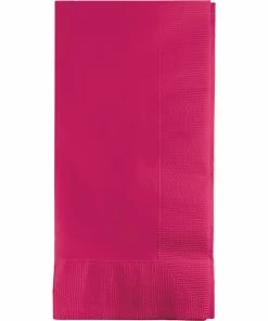 Creative Converting Solid Color Tableware Hot Magenta Dinner Napkins 2Ply 1/8Fld, 50 Ct