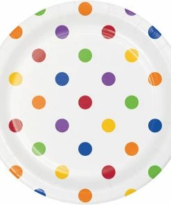 Creative Converting Themed Tableware Dots & Stripes Dessert Plates, 8 Ct