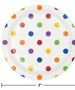 Creative Converting Themed Tableware Dots & Stripes Dessert Plates, 8 Ct